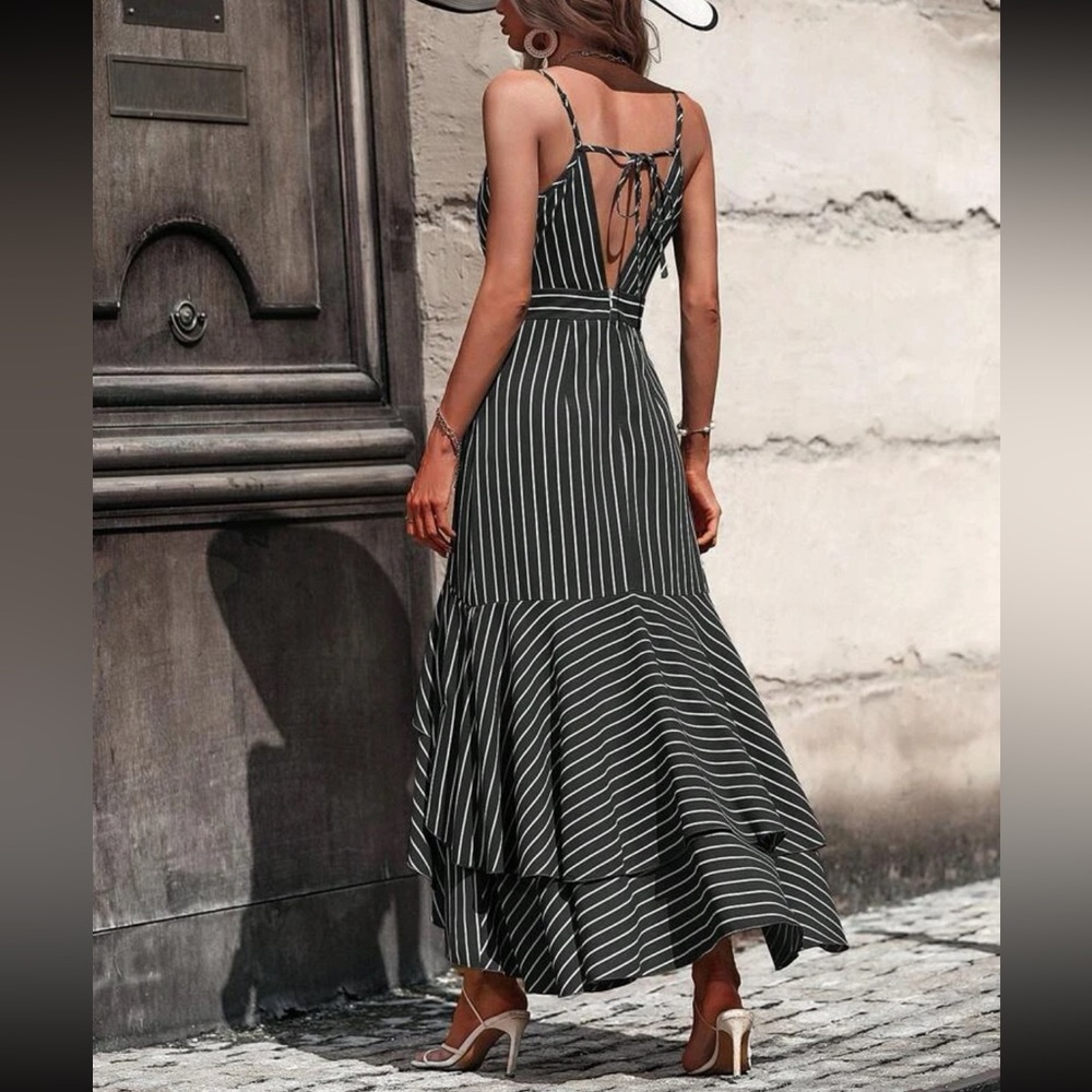 Boho striped ruffle trim maxi dress - Picture 13 of 16